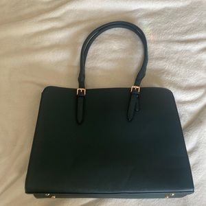 Brand new woman’s work laptop bag. Emerald green with rose gold accents.